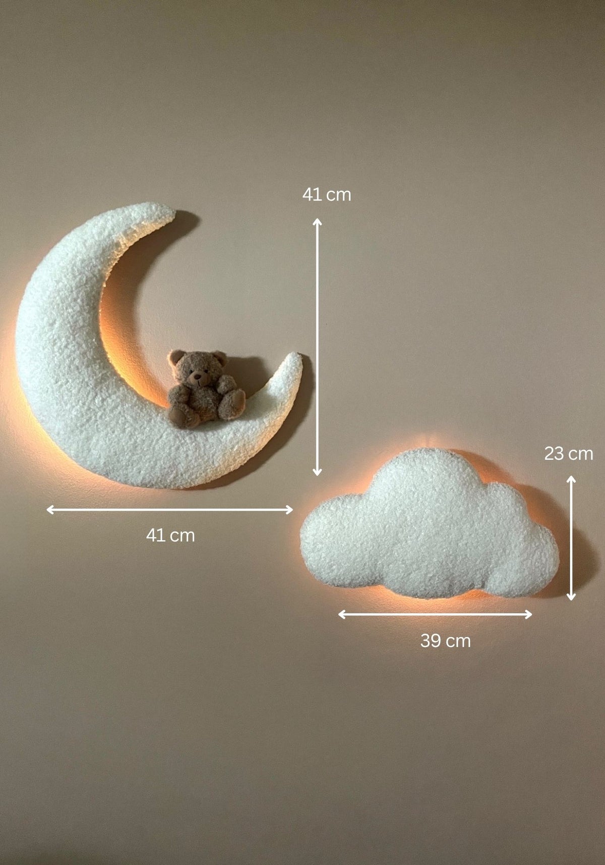 Set of 3 -Moon with Teddy and Small Cloud